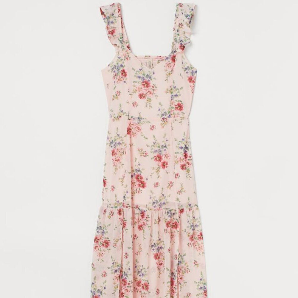 Melrose and Market pastel pink floral print midi long dress size Small